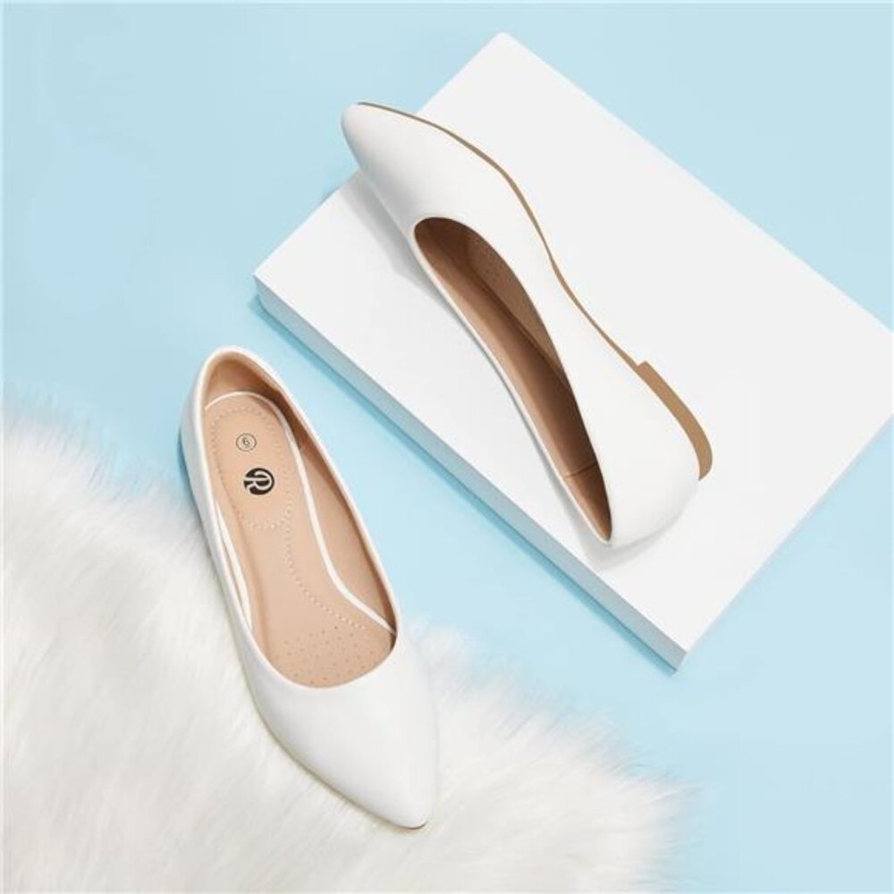 Women's Flats Classic Pointed Toe Ballet Flats Casual Comfort Slip On - Picture 3 of 7